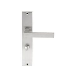 Deurkruk Phoenix RVS op rechthoekig langschild WC63mm met 8mm stift