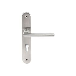 Deurkruk Athene RVS op ovaal langschild profielcilinder 72mm