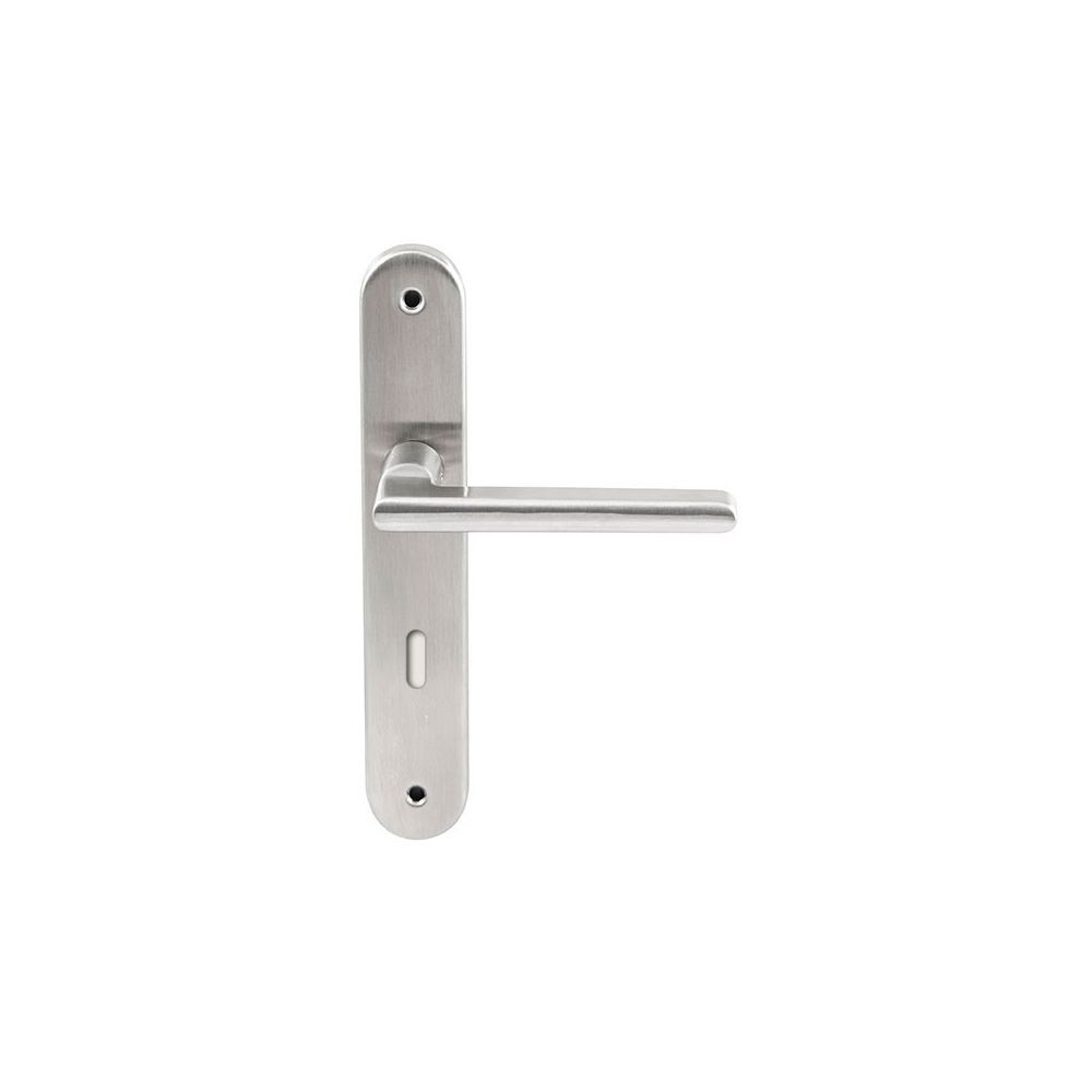 Deurkruk Athene RVS op ovaal langschild sleutel 72mm