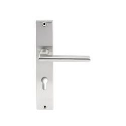Deurkruk Athene RVS op rechthoekig langschild profielcilinder 72mm