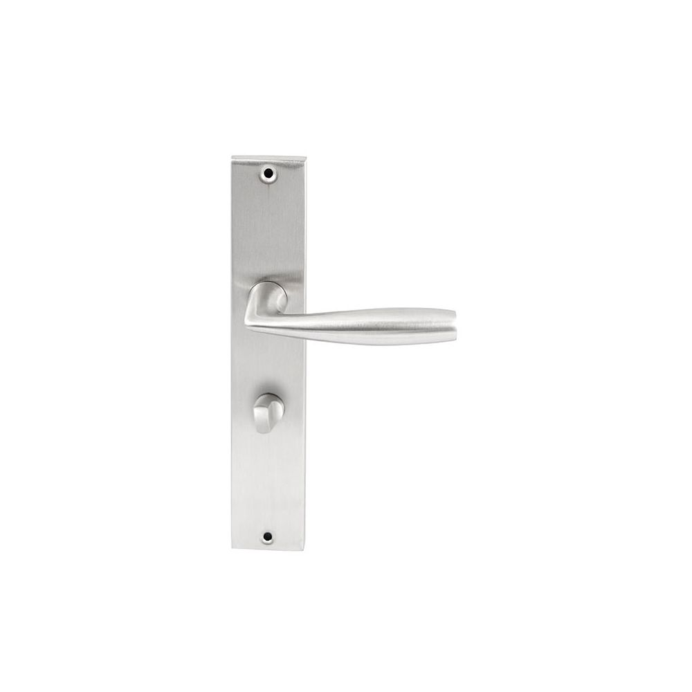 Deurkruk Naxos RVS op rechthoekig langschild WC63mm met 8mm stift