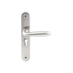 Deurkruk Istanbul RVS op ovaal langschild profielcilinder 55mm