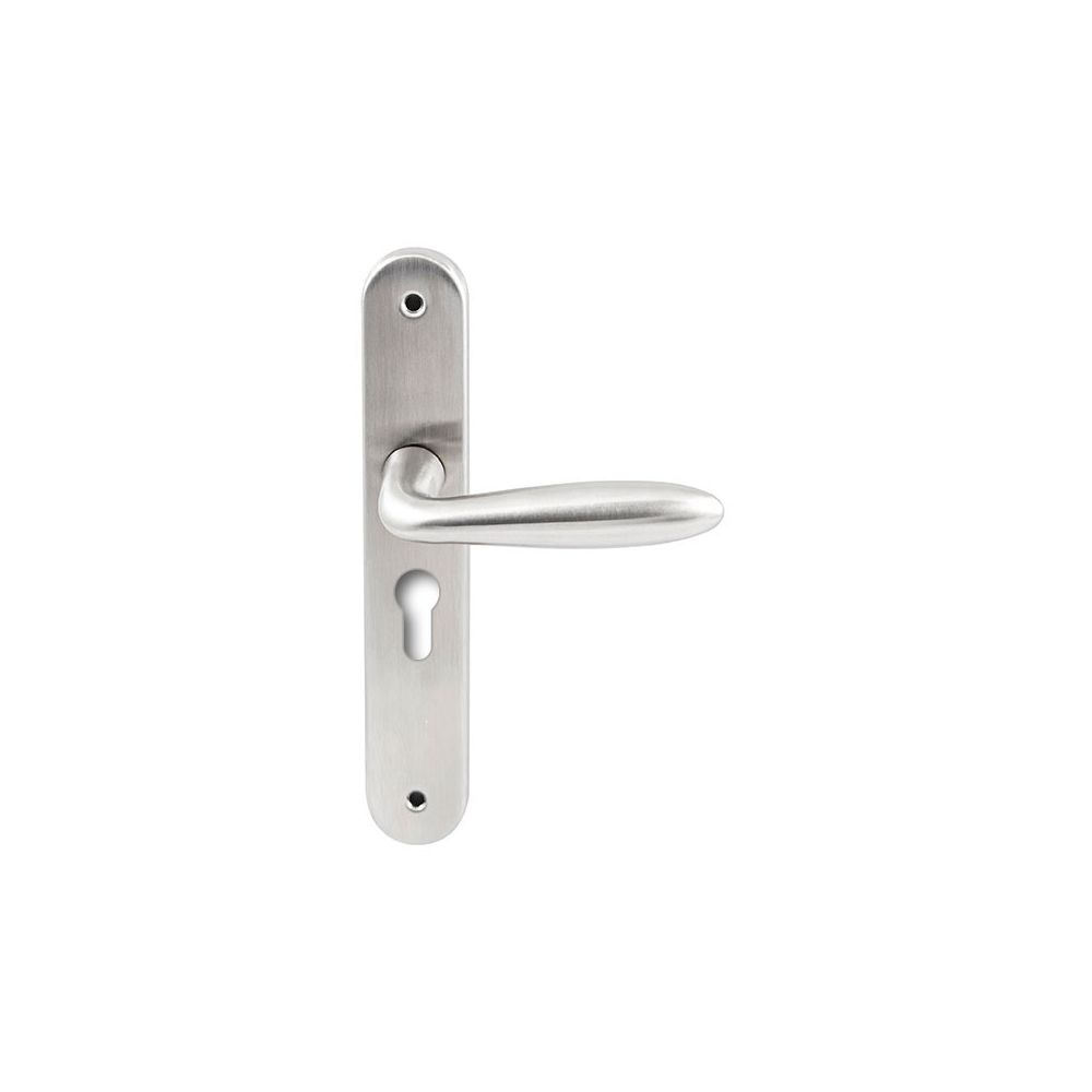 Deurkruk Istanbul RVS op ovaal langschild profielcilinder 55mm