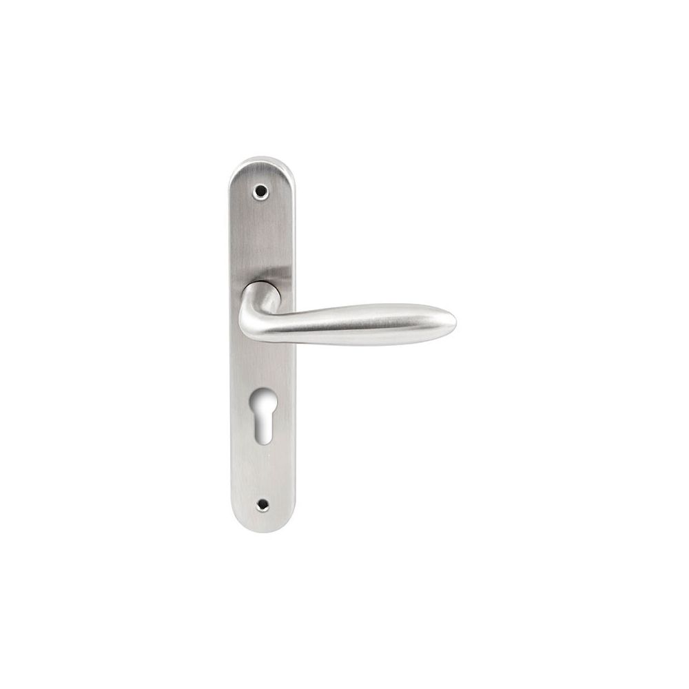 Deurkruk Istanbul RVS op ovaal langschild profielcilinder 72mm