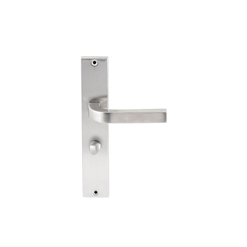 Deurkruk Osaka RVS op rechthoekig langschild WC63mm met 8mm stift