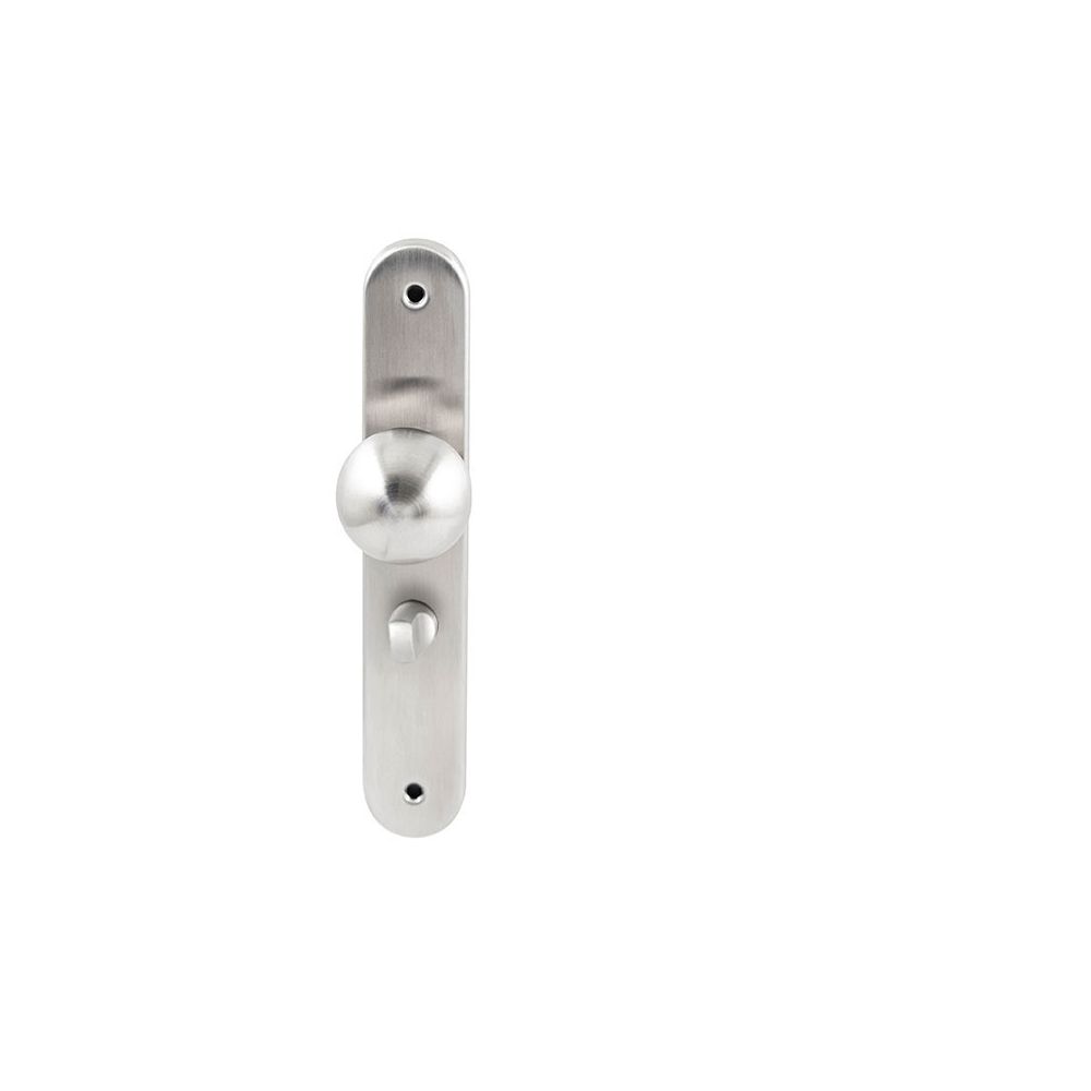 Knopkruk Sfera RVS op ovaal langschild WC63mm met 8mm stift