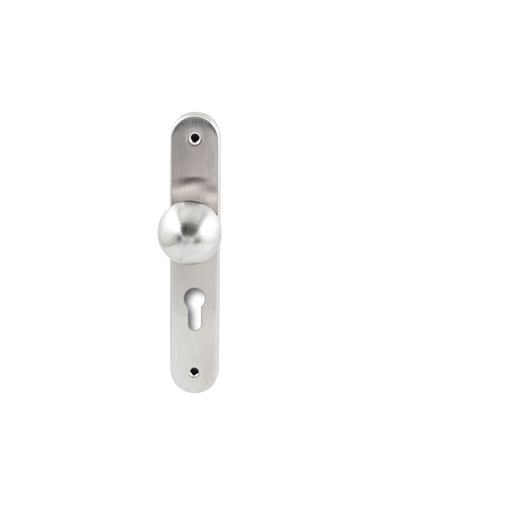 Knopkruk Sfera RVS op ovaal langschild profielcilinder 72mm