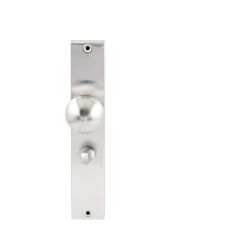 Knopkruk Sfera RVS op rechthoekig langschild WC63mm met 8mm stift