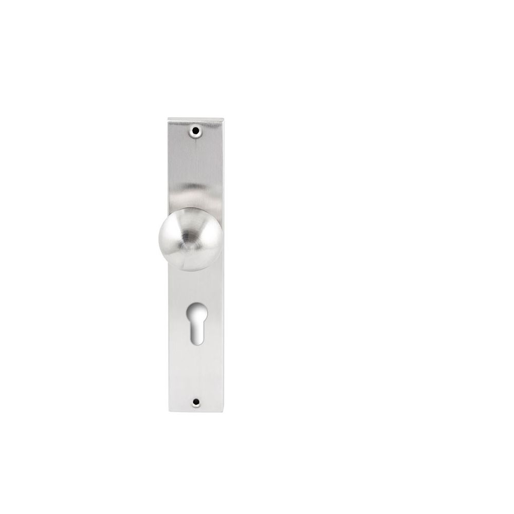 Knopkruk Sfera RVS op rechthoekig langschild profielcilinder 72mm