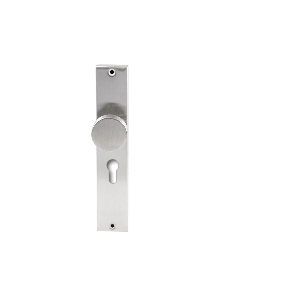 Knopkruk Piano RVS op rechthoekig langschild profielcilinder 55mm