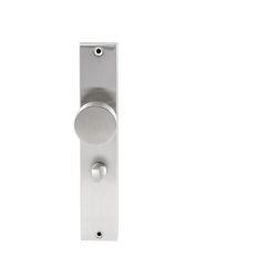 Knopkruk Piano RVS op rechthoekig langschild WC63mm met 8mm stift