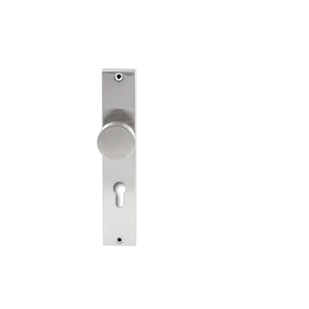 Knopkruk Piano RVS op rechthoekig langschild profielcilinder 72mm