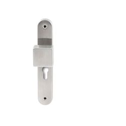 Knopkruk Quadro RVS op ovaal langschild profielcilinder 55mm