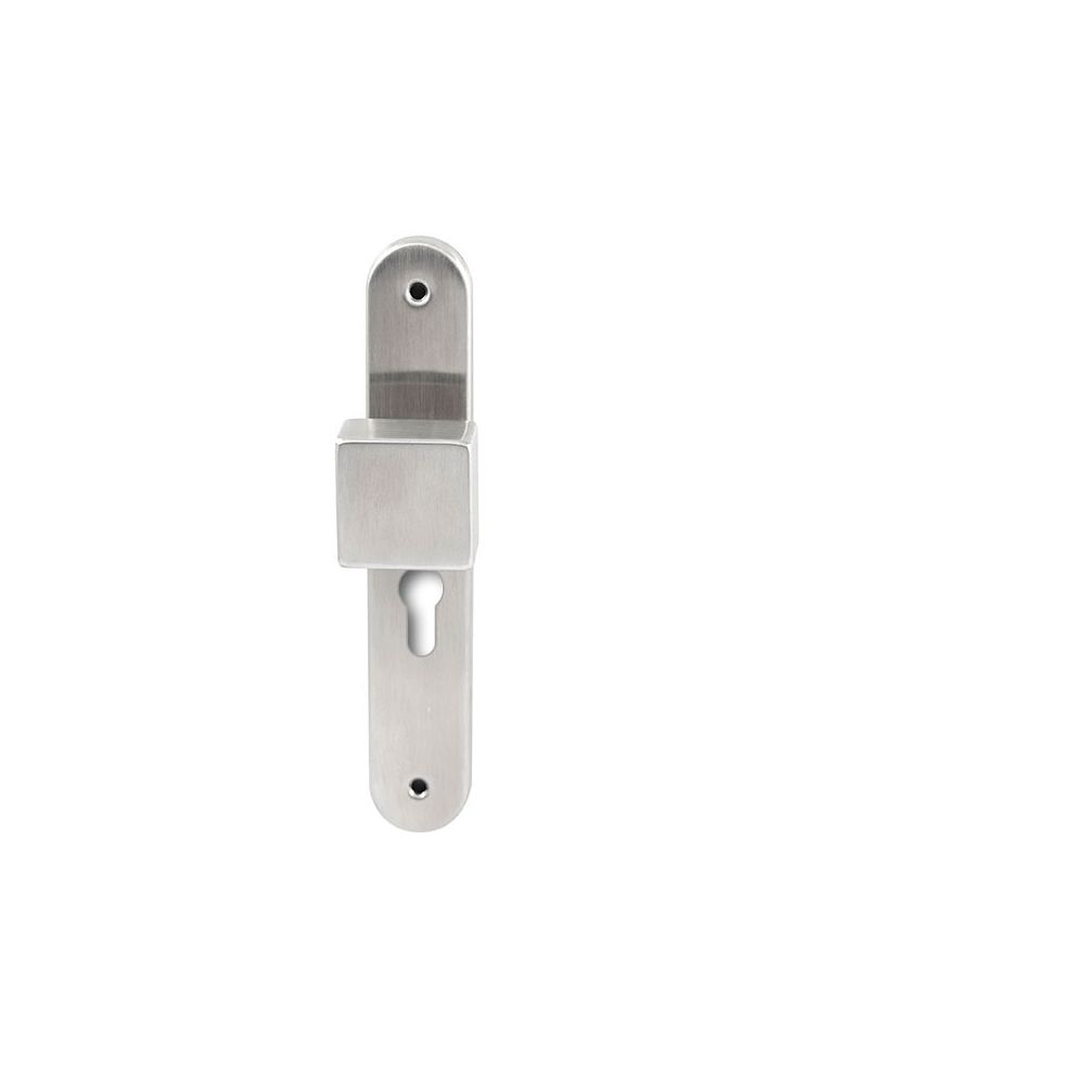 Knopkruk Quadro RVS op ovaal langschild profielcilinder 55mm