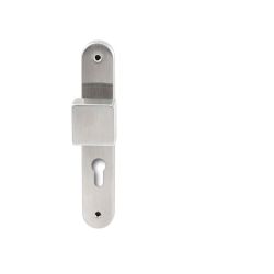 Knopkruk Quadro RVS op ovaal langschild profielcilinder 72mm