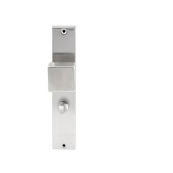 Knopkruk Quadro RVS op rechthoekig langschild WC63mm met 8mm stift
