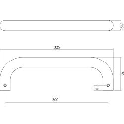 Deurgreep per stuk U-vorm 325x70x25 hart op hart 300mm RVS 