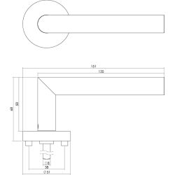 Deurkruk Hoek 90°met geveerde rozet met WC8mm ATP RVS 