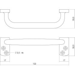 Meubelgreep 120 mm messing gelakt