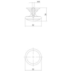 Meubelknop ø 32 mm messing gelakt