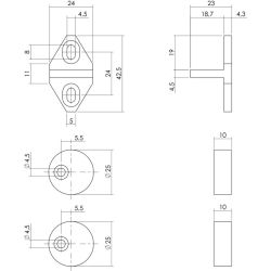 Set geleide- en afstandhouders tbv schuifdeursysteem, incl. bevestiging, zwart