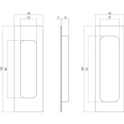 Schuifdeurkom 120 x 40 mm mat zwart