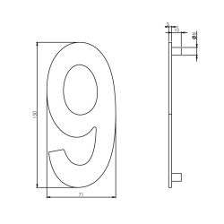 Huisnummer 150mm RVS