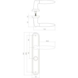 Deurkruk 1682 Elen op langschild WC63/8mm chroom/nikkel mat