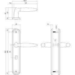 Deurkruk 1682 Elen op langschild WC78/8mm chroom/nikkel mat