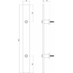 Deurgreep plat 400x40 mm - RVS geborsteld