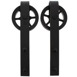 Set van 2 hangrollen spaakwiel 34cm mat zwart
