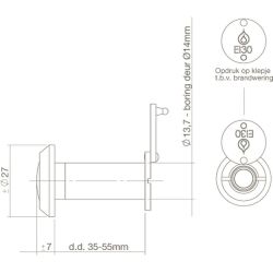 Deurspion 200° kijkhoek chroom 30 min.brandwerend