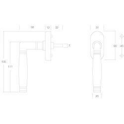Raamkruk Ton 222 chroom mat/ebbenhout