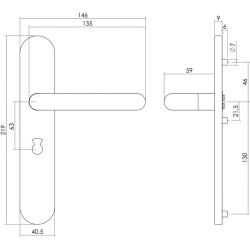 Deurkruk Rond op verdekt schild met sluiting 63 mm