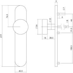 Knop blind langschild rvs
