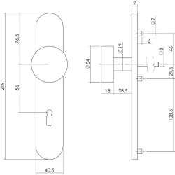 Knop schild sleutelgat rvs 56 mm
