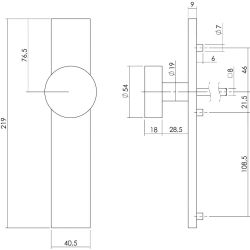Knop blind langschild rechthoekig rvs