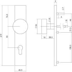 Knop schild profielcilindergat 55 mm