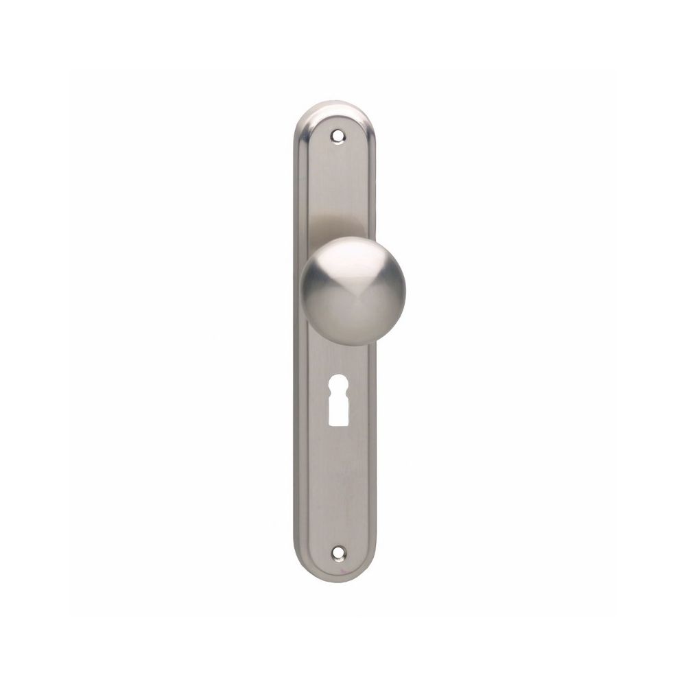 Knop op schild sleutelgat 56 mm nikkel mat