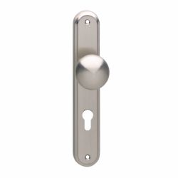 Knop op schild profielcilindergat 72 mm nikkel mat