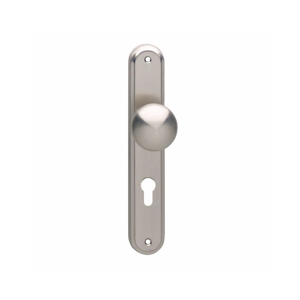 Knop op schild profielcilindergat 72 mm nikkel mat