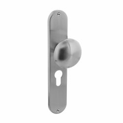 Knop op lang schild profielcilindergat 55 mm rvs geborsteld