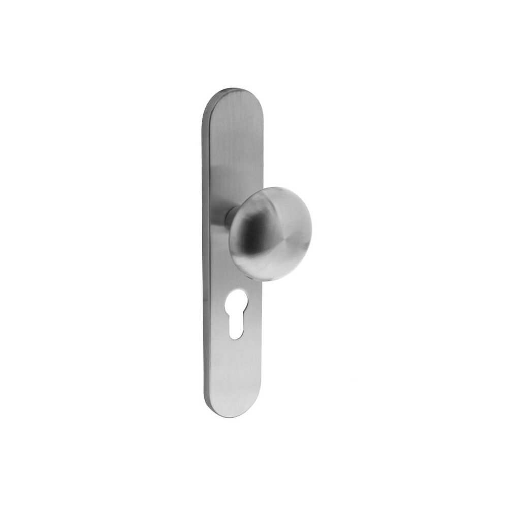 Knop op schild verdekt profielcilindergat 55 mm rvs geborsteld