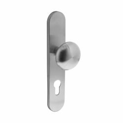 Knop op schild verdekt profielcilindergat 92 mm rvs geborsteld