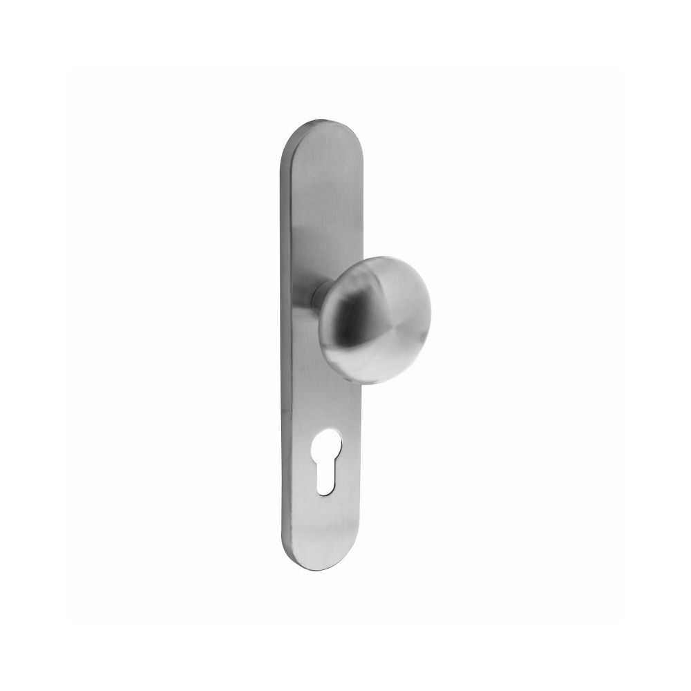 Knop op schild verdekt profielcilindergat 92 mm rvs geborsteld