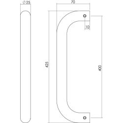 Deurgreep U-vorm ø 25 mm - 425 mm rvs geborsteld