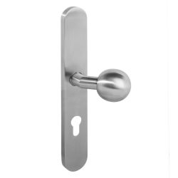 Knop op XL schild rechts profielcilindergat 72 mm rvs geborsteld