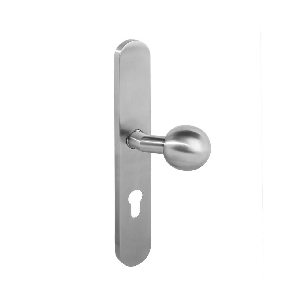 Knop op XL schild rechts profielcilindergat 72 mm rvs geborsteld