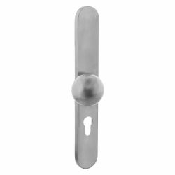 Knop op XL schild links profielcilindergat 72 mm rvs geborsteld