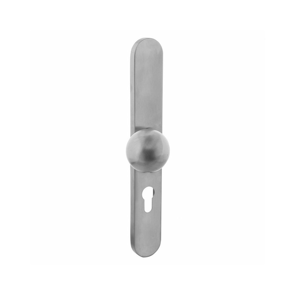 Knop op XL schild links profielcilindergat 72 mm rvs geborsteld